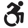 Icon of person moving forward in a wheel chair