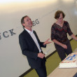 Greg Bell and Kathy Yelick with a celebratory cake