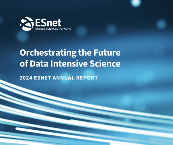 Cover of the annual report, with fiber-optic streaks