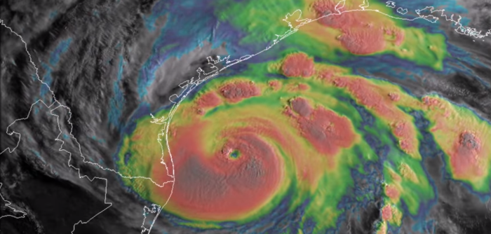 Satellite infrared image of hurricane Harvey